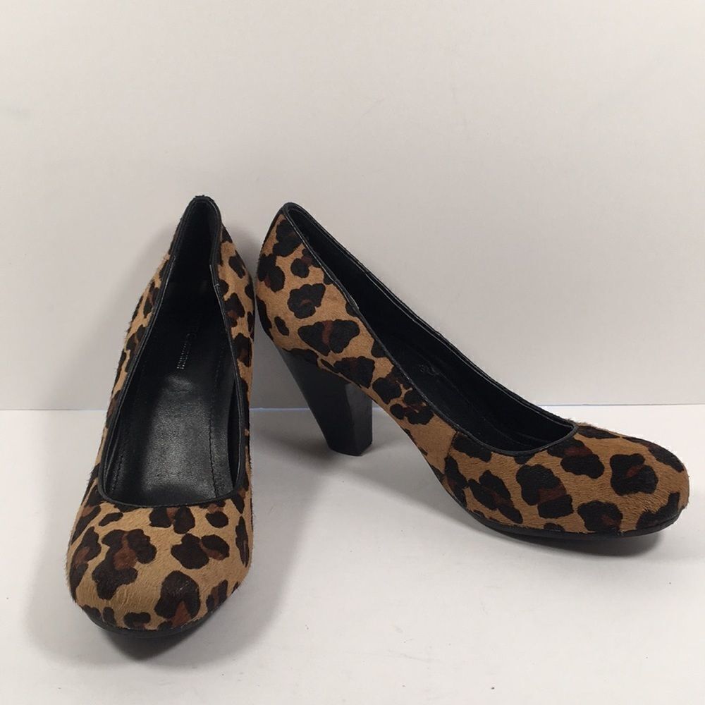 BCBGeneration PL JoshyP hair on hide pony hair animal print leather heels Sz 6.5